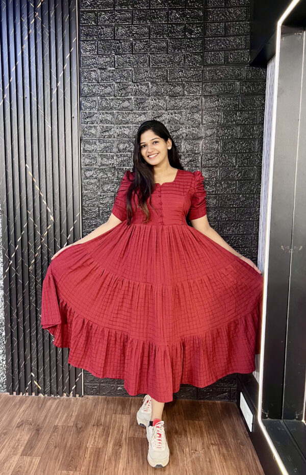 Red Feeding Gown chiffon material - Image 5