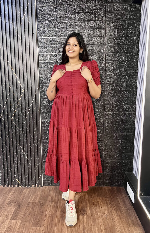 Red Feeding Gown chiffon material - Image 4