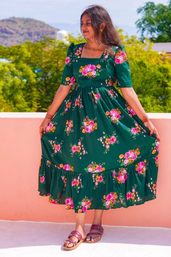 Big flair 2 tier green color Feeding gown