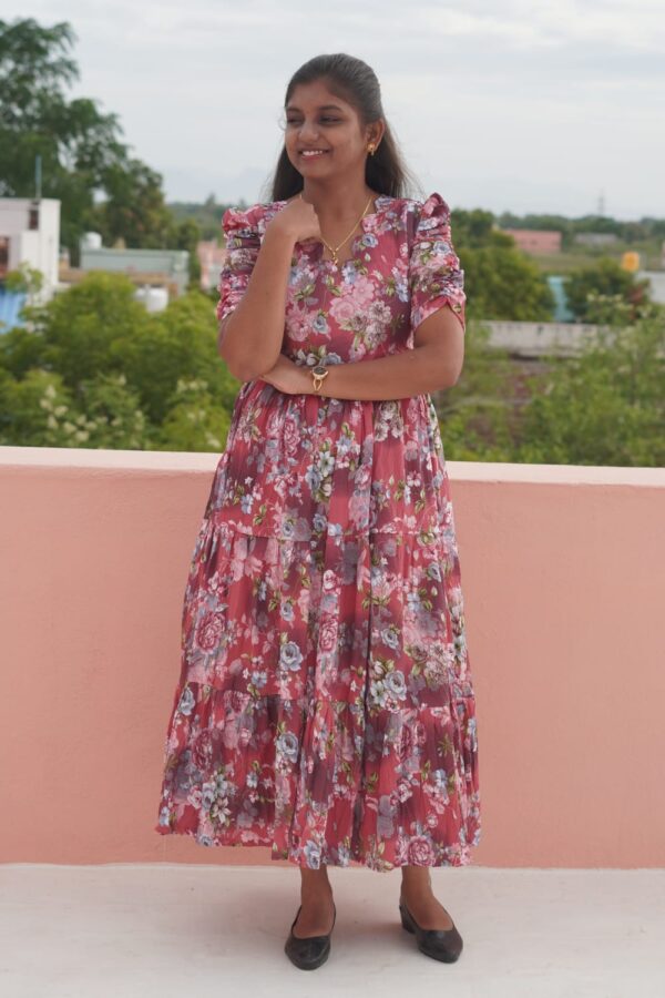 3 Tier light onion pink color Gathering Big Umbrella feeding kurthi - Image 7