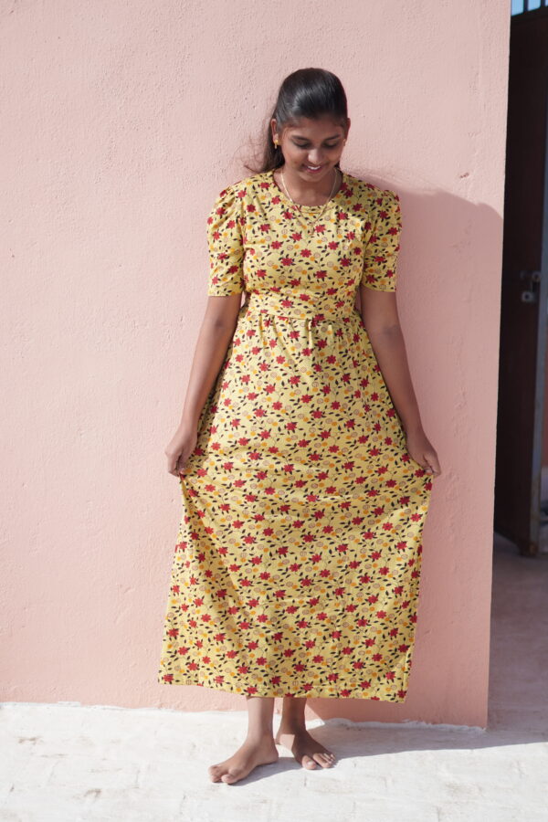 yellow with red flower zipless maternity feeding wear