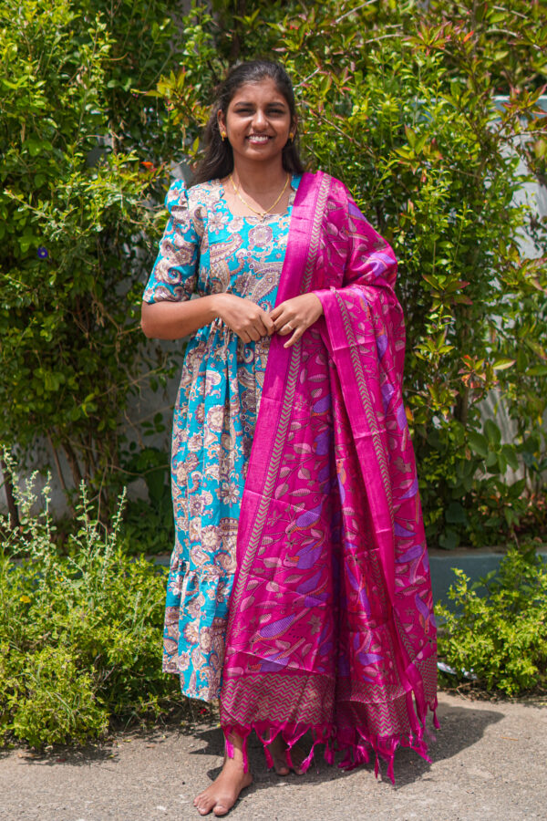 Rayon Blue color and pink color DuPatta