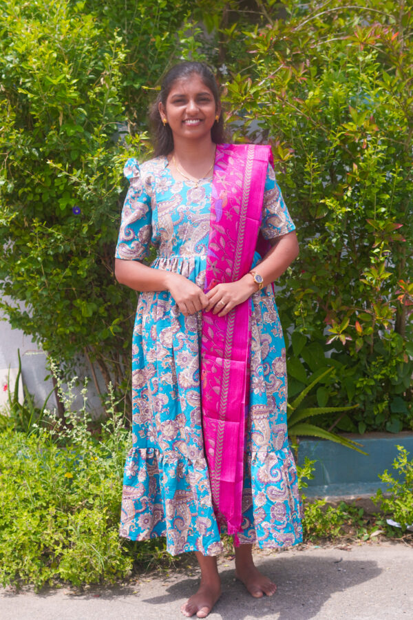 Rayon Blue color and pink color DuPatta - Image 3
