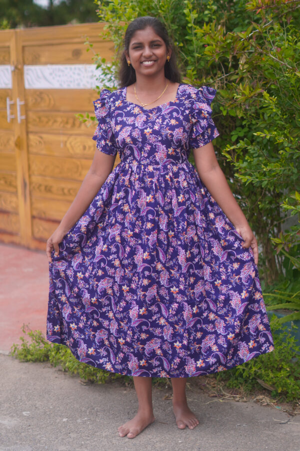 color ruffle sleeves Feeding and Maternity Gown
