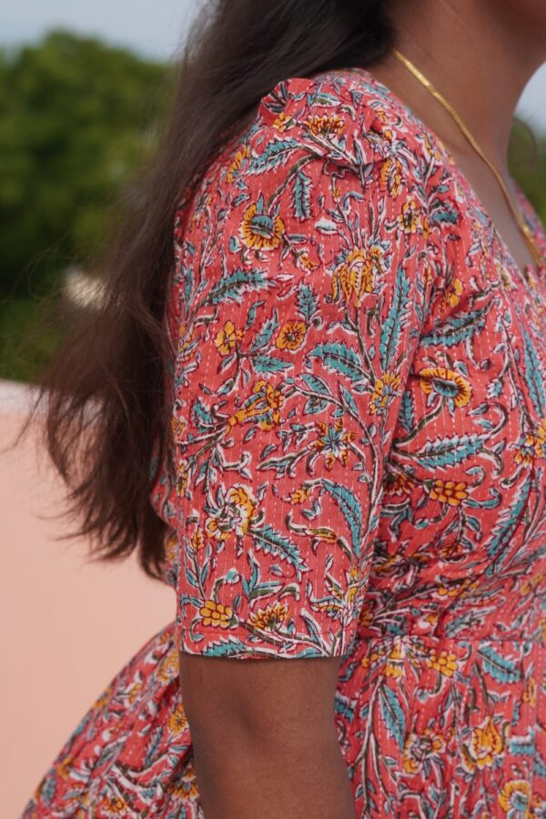 Pure Cotton Maternity Tomoto red and blue color leaf ToP - Image 3