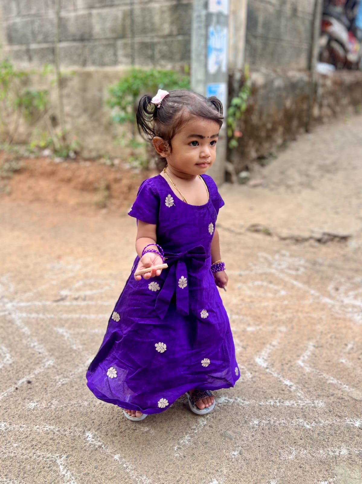 purple color Raw Silk feeding kuruthi - Image 10