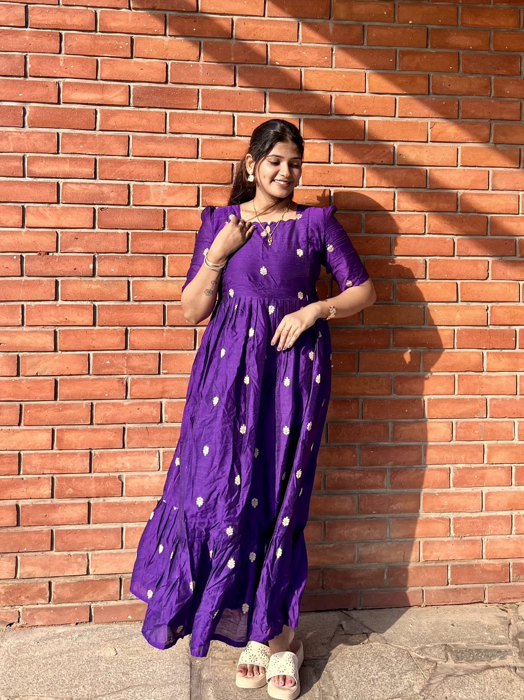 purple color Raw Silk feeding kuruthi - Image 8