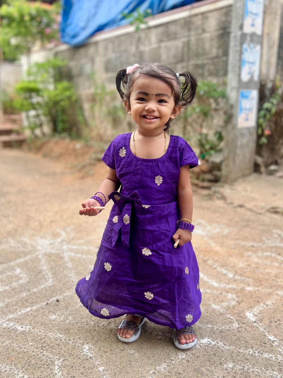purple color Raw Silk feeding kuruthi - Image 9
