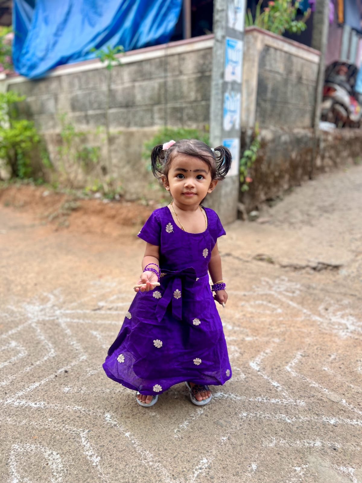 purple color Raw Silk feeding kuruthi - Image 12