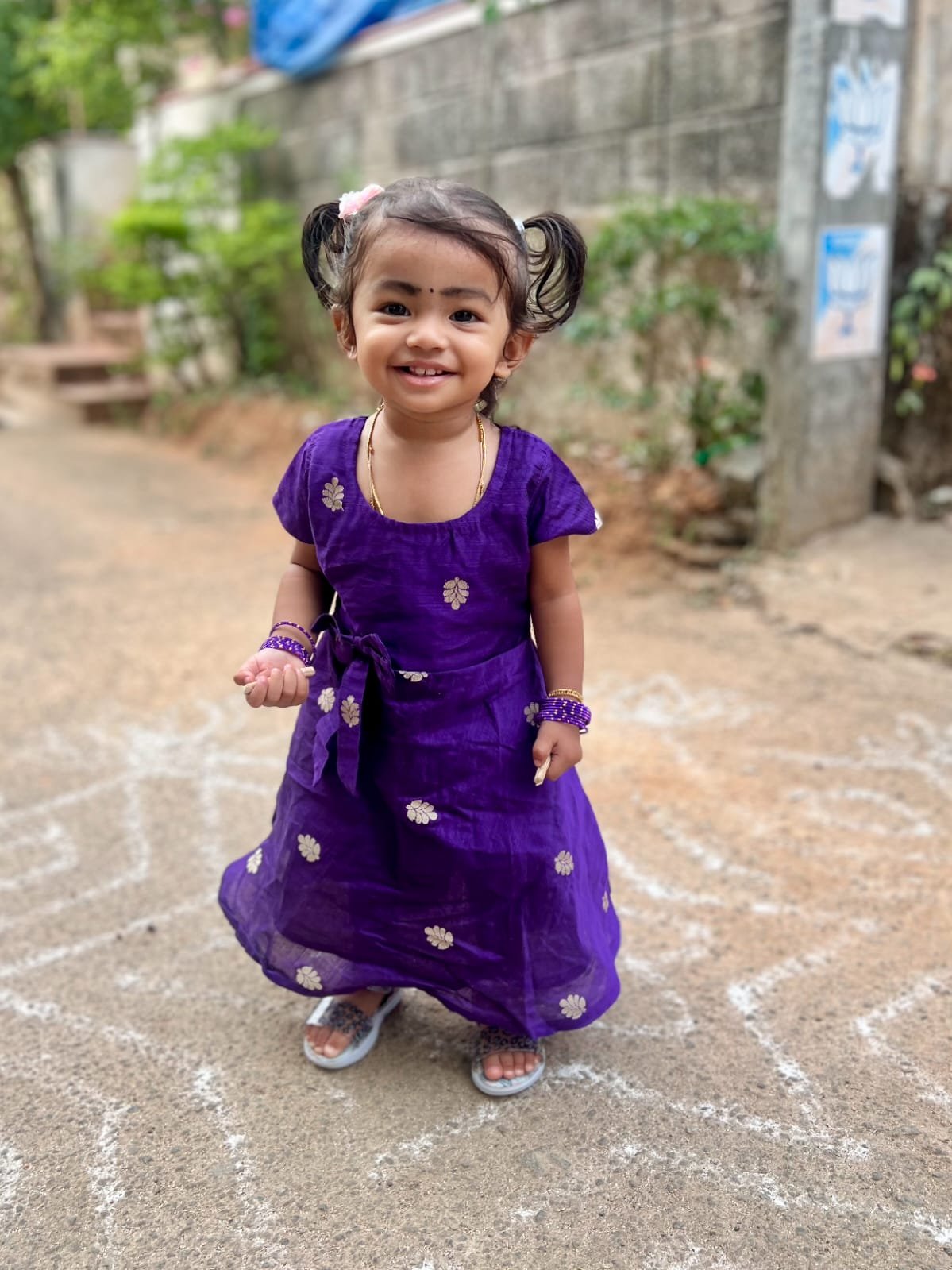 purple color Raw Silk feeding kuruthi - Image 4