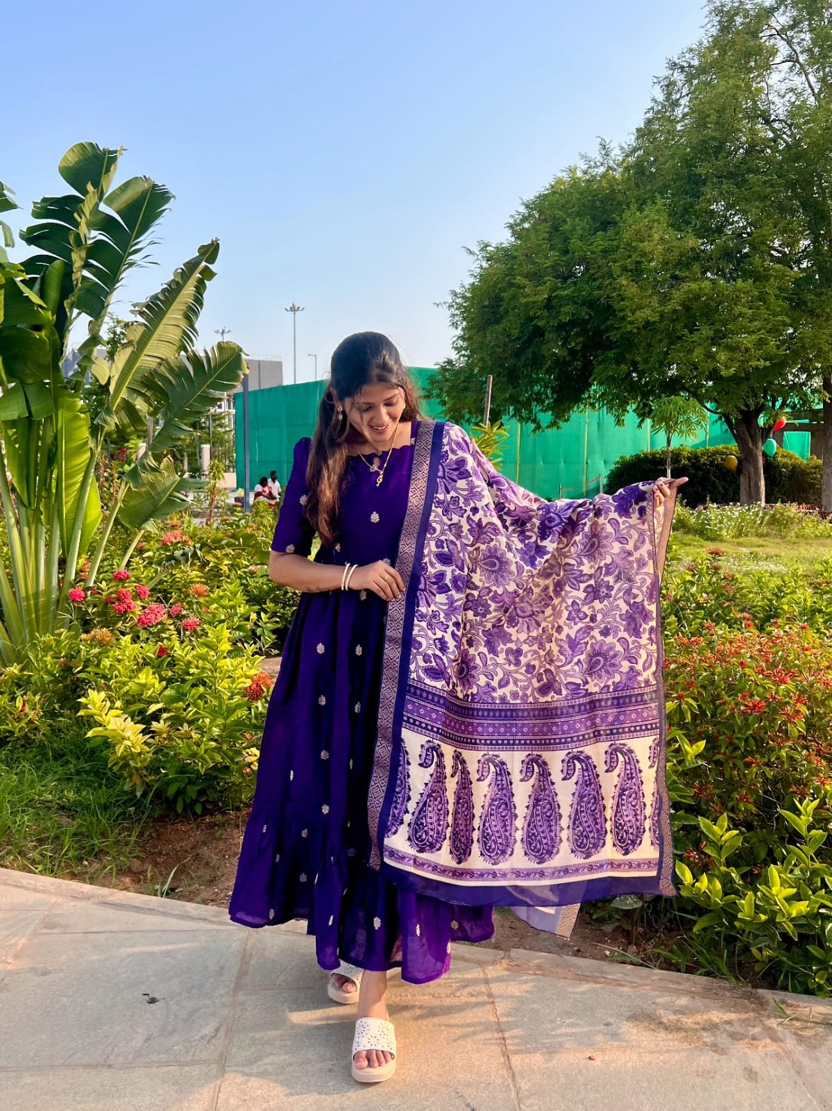 purple color Raw Silk feeding kuruthi - Image 6