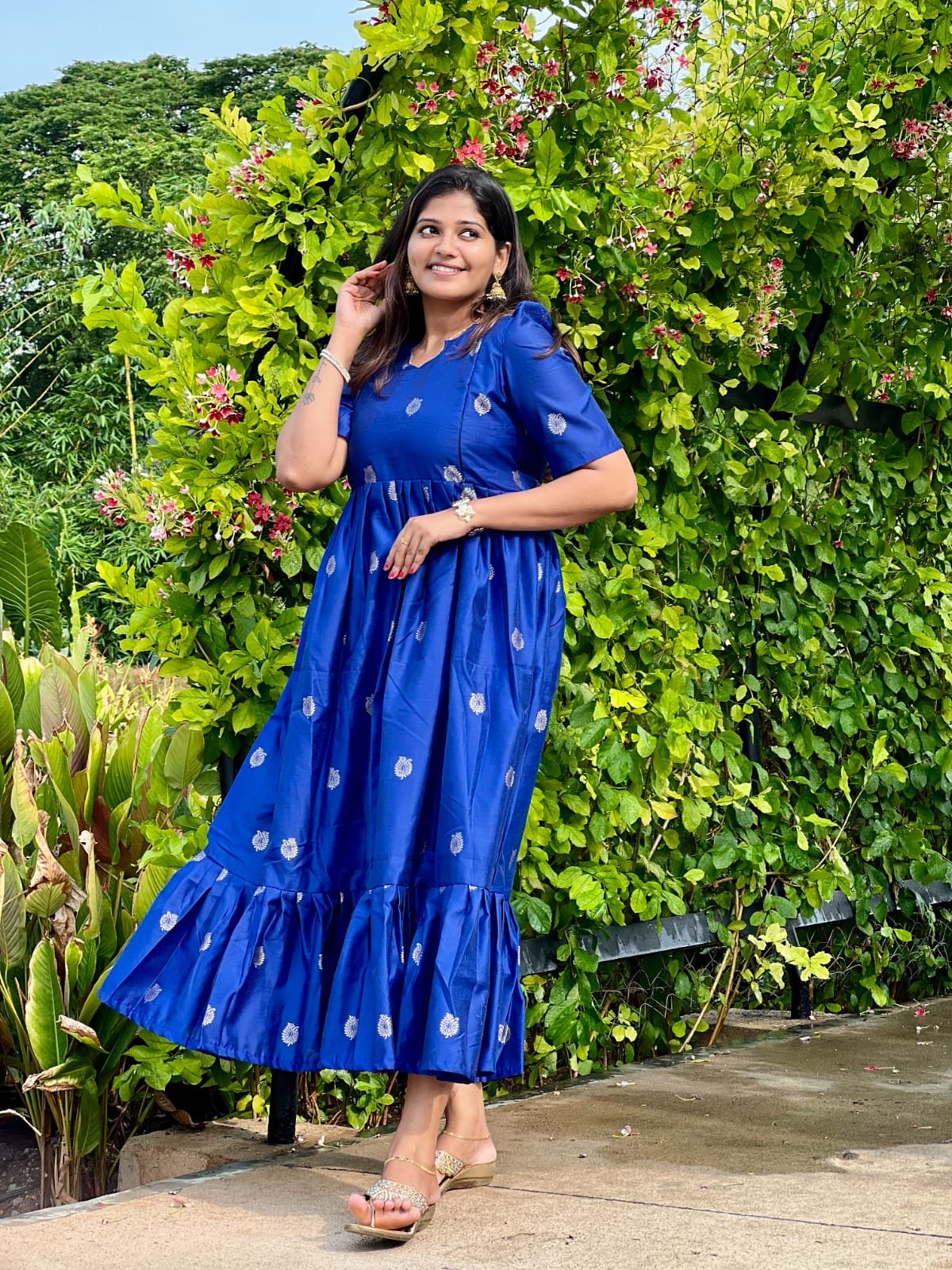 Blue color Nijam Border Dupatta Raw Silk feeding kuruthi - Image 13