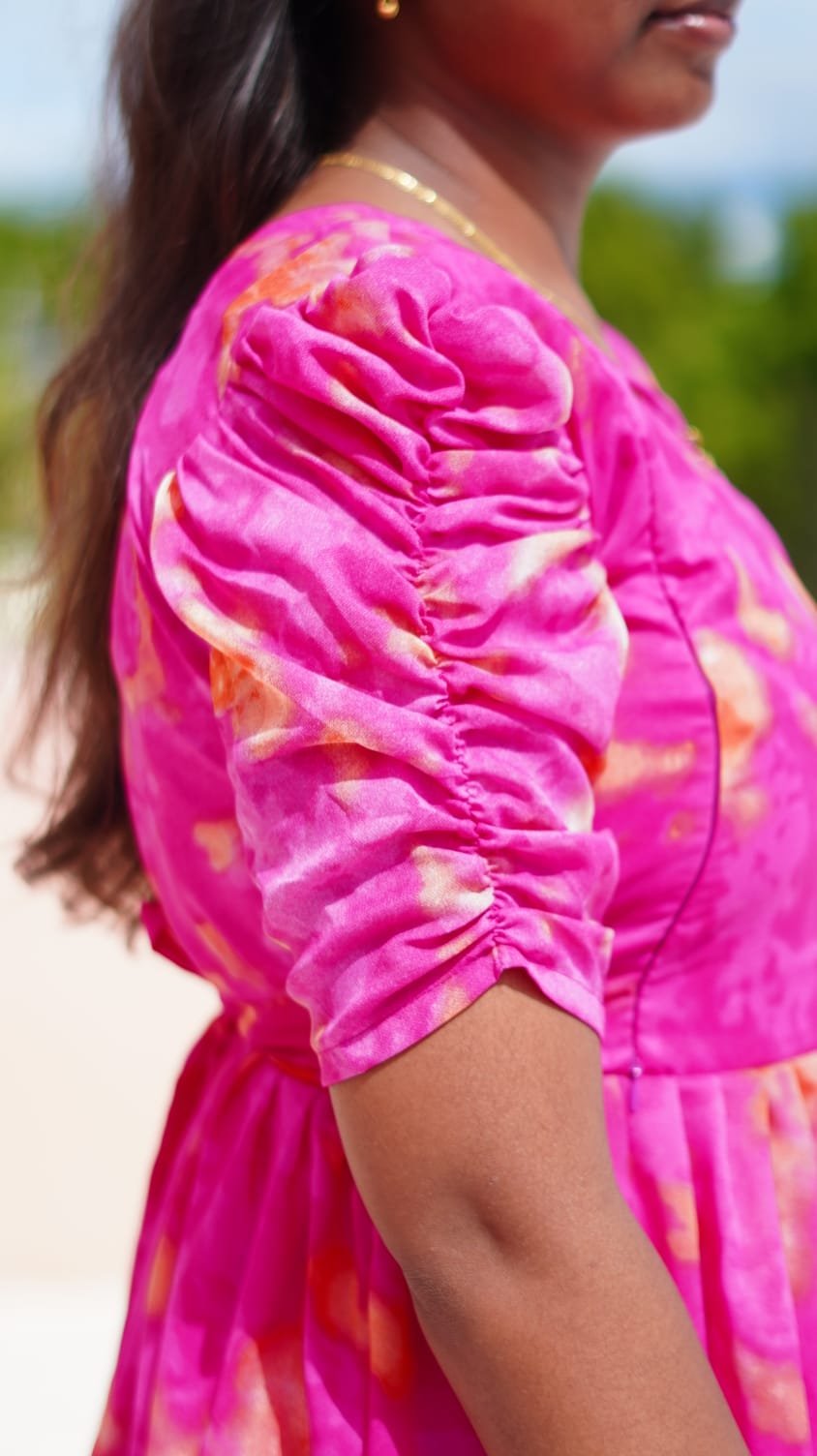 pink color 2-Tier Georgette feeding kuruthi - Image 3