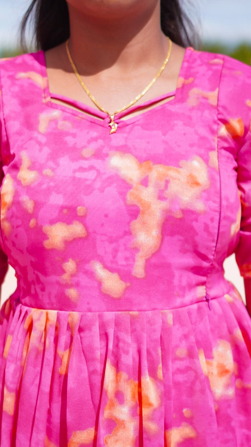 pink color 2-Tier Georgette feeding kuruthi - Image 4