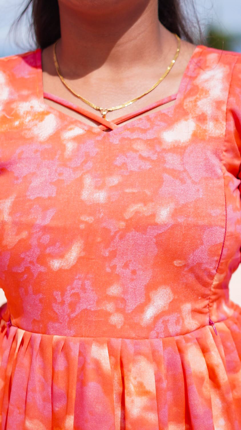 Orange color 2-Tier Georgette feeding kuruthi - Image 4