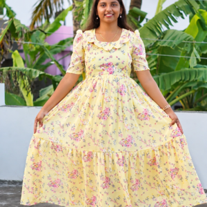 yellow and pink  color   flowers 2-Tier feeding kuruthi