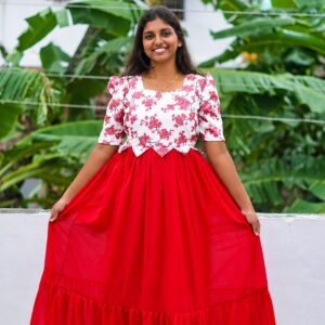 Red and white color   flowers  feeding kuruthi