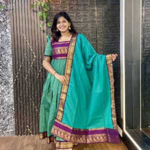 sea green with Deep Purple kalayani cotton party wear