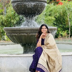 Deep Purple with golden zari Raw skil cotton party wear