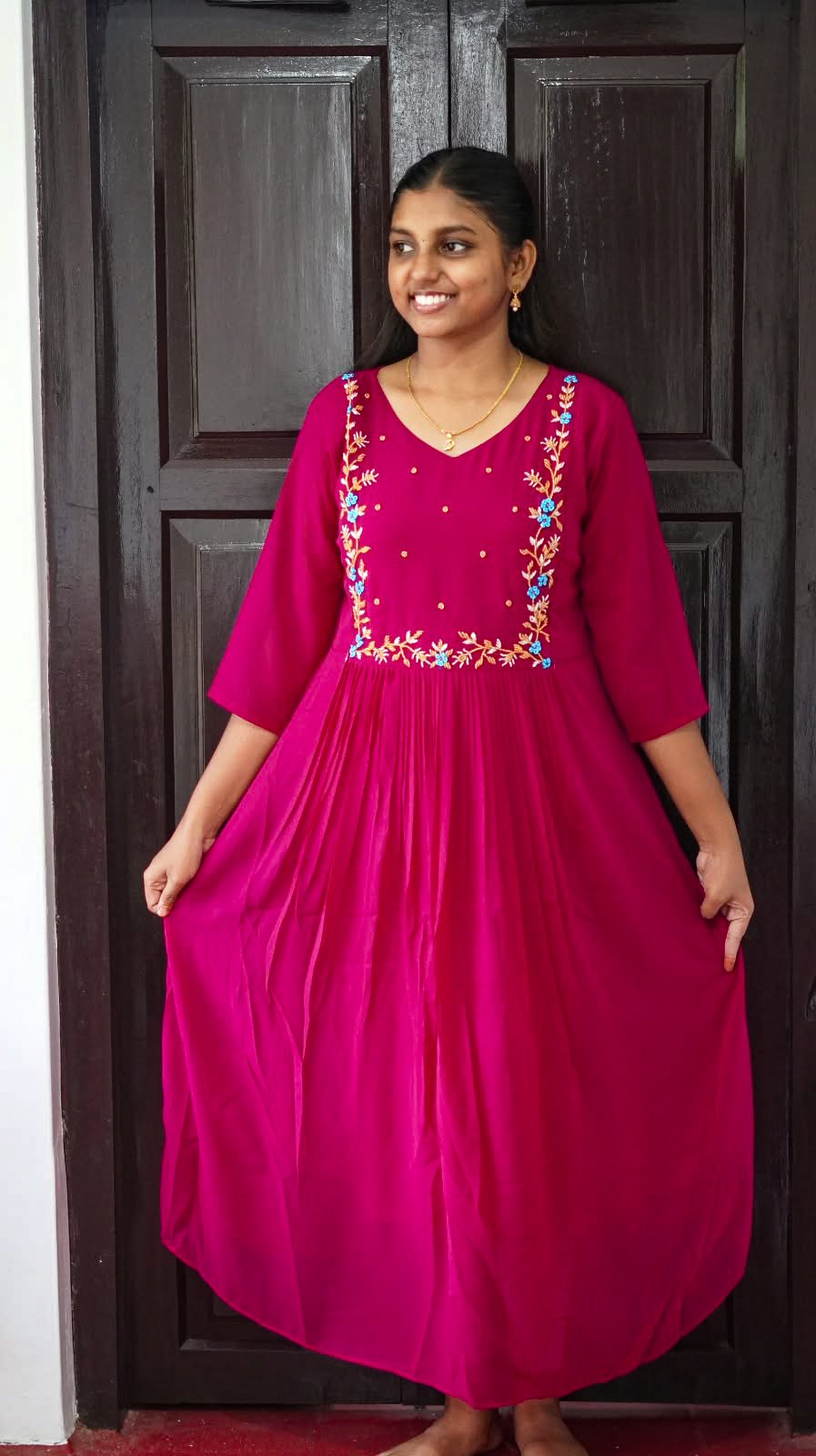 Rani Pink color Hanwork Feeding and Non Feeding