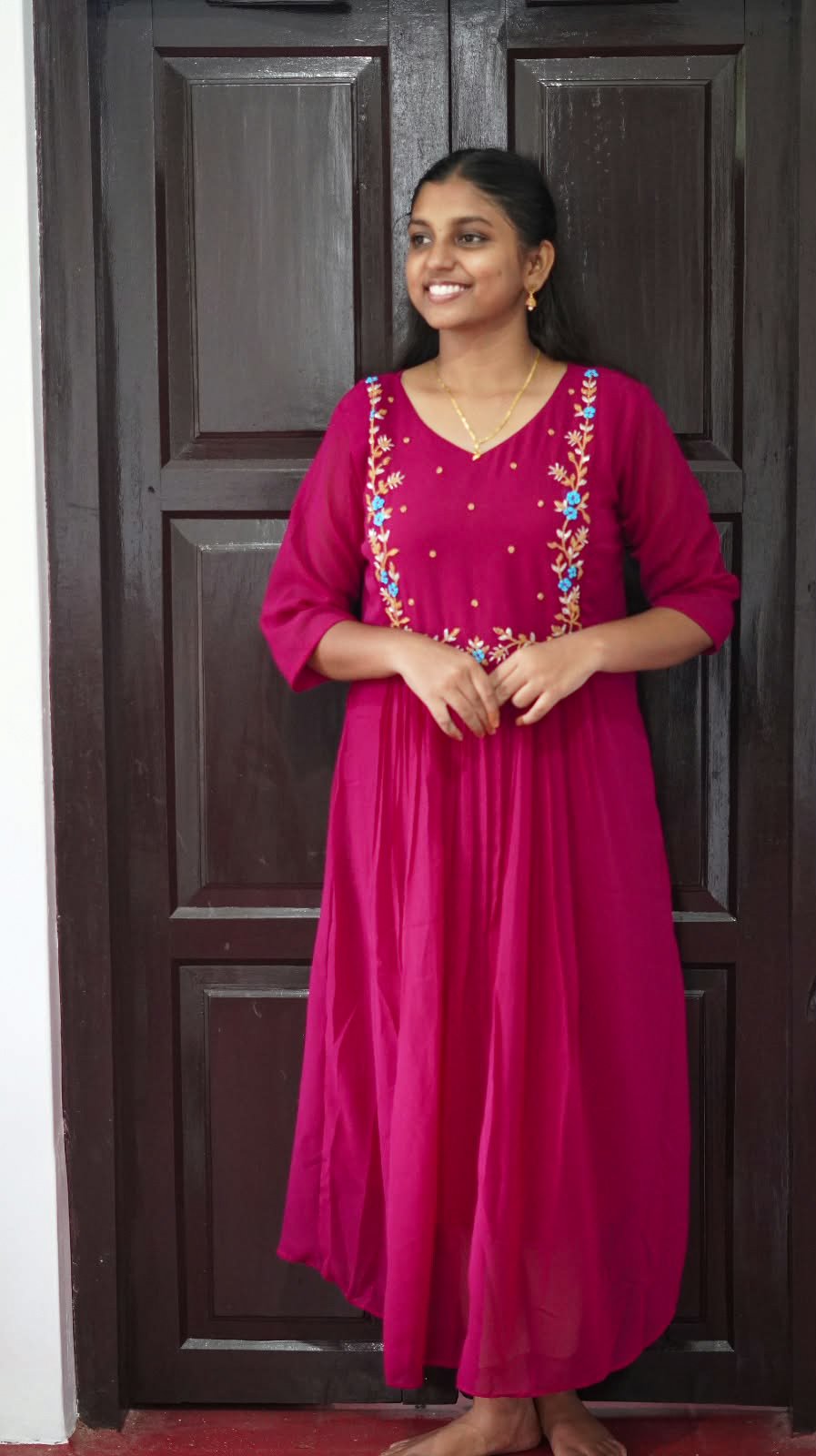 Rani Pink color Hanwork Feeding and Non Feeding - Image 2