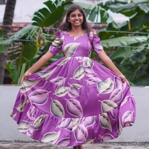 Pink  color 3 tier long Maxi